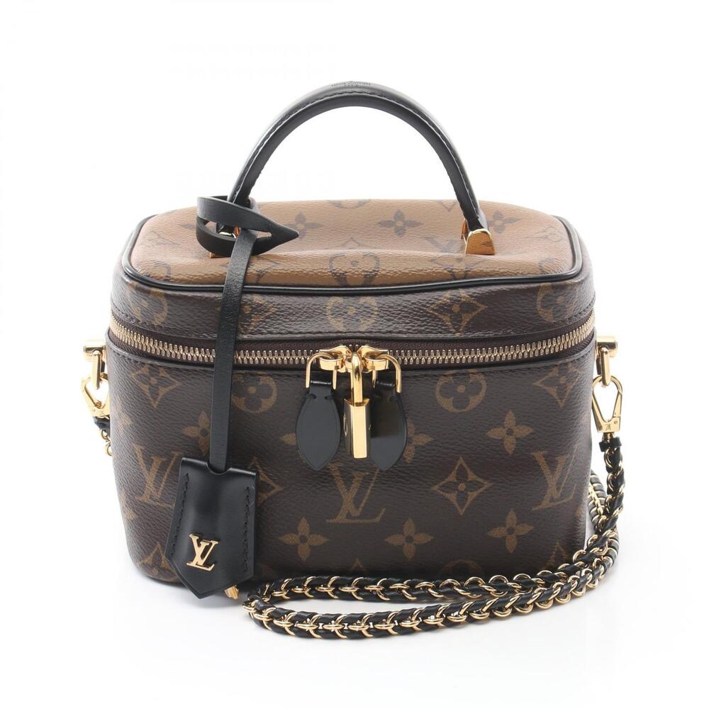 Louis Vuitton Vanity NV Handbag Canvas Leather Monogram Reverse Brown Black